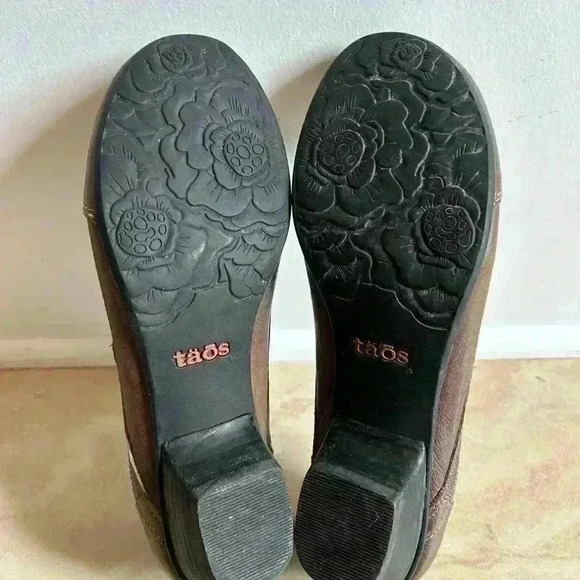 Taos Rhumba Gray Brown Leather Slip On Shoes Casual Pumps Low Heel Strap Size 9 - Picture 6 of 10